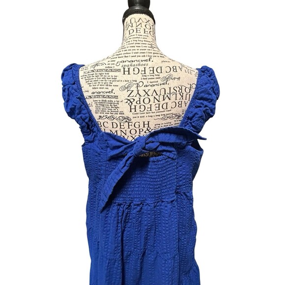 Old Navy Royal Blue Smocked Dress  women's plus size XL Whimsical Waffle Boho - Picture 4 of 9